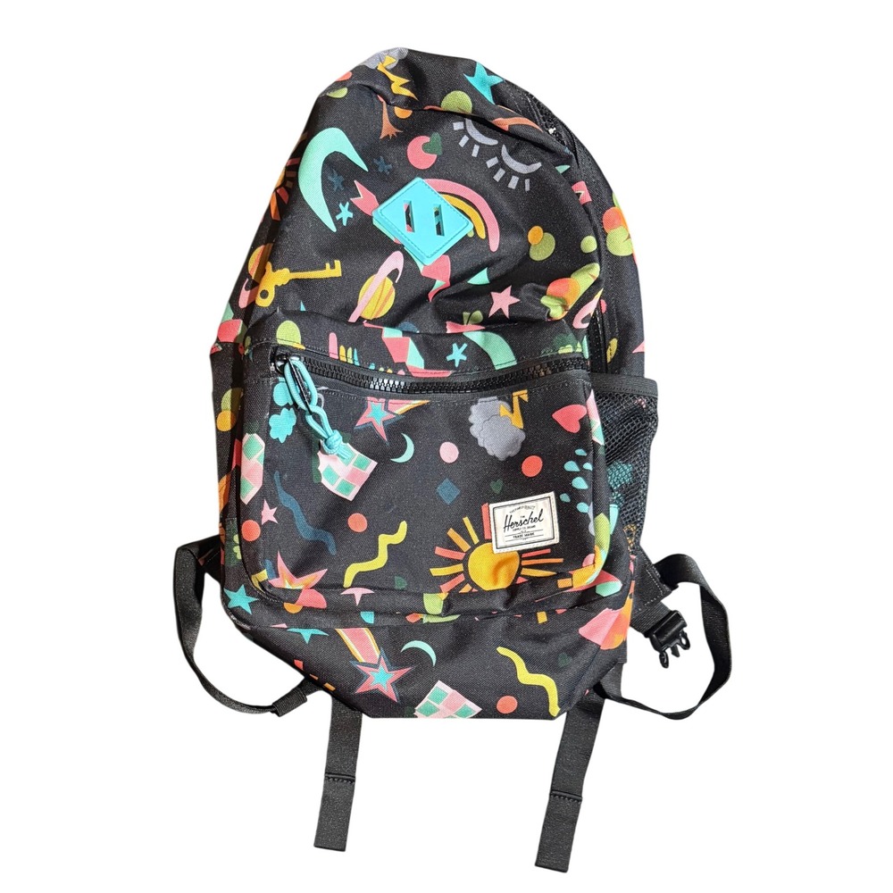 Herschel Heritage Backpack Kids One Size Black Whimsical Print Recycled Fabric